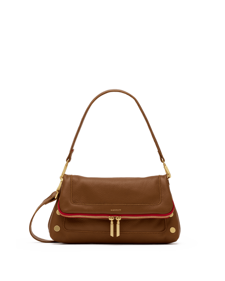 Beverly Med Mahogany Pebble/Brushed Gold Red Zip