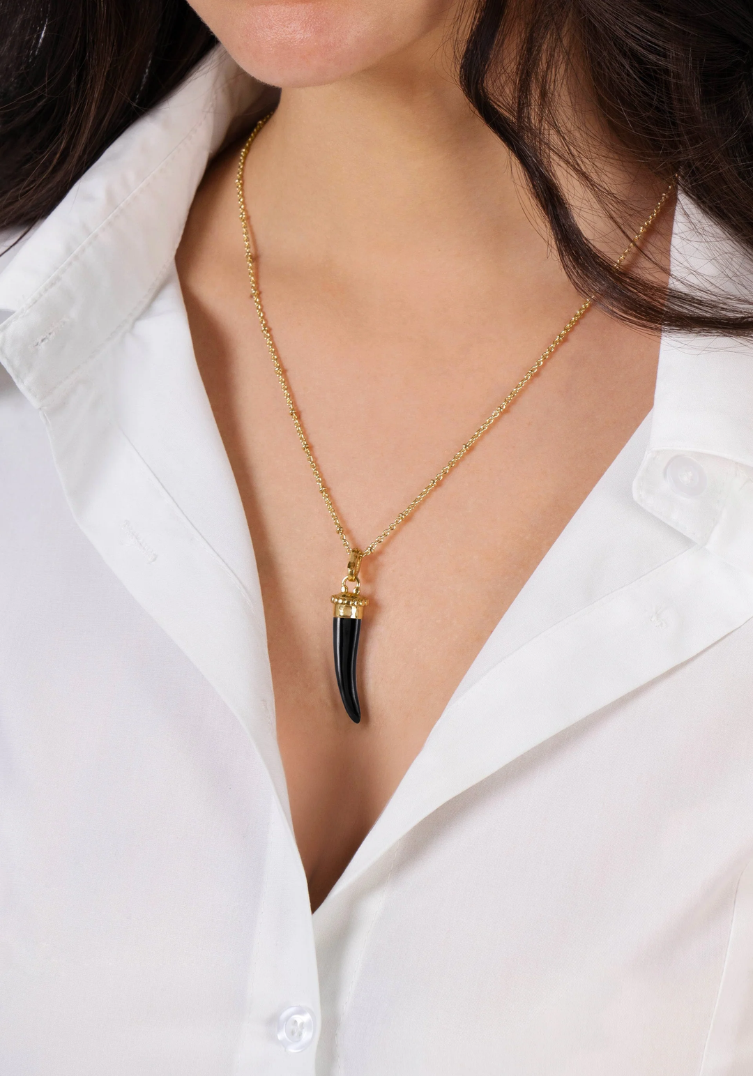 Anabel Aram Forza Stone Horn Charm Black Onyx