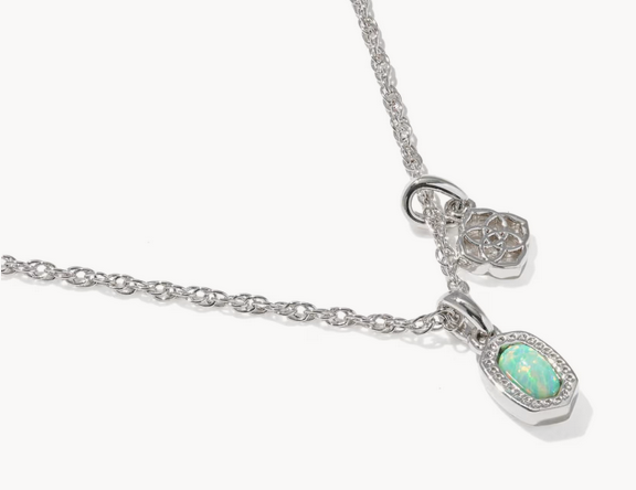 Mini Elisa Dira Necklace Green Opal Silver