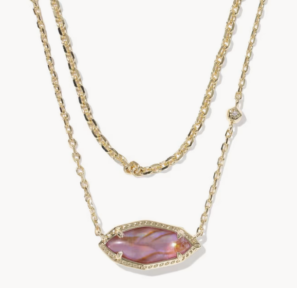 Ophelia Multi Strand Necklace Light Mauve Illusion Gold