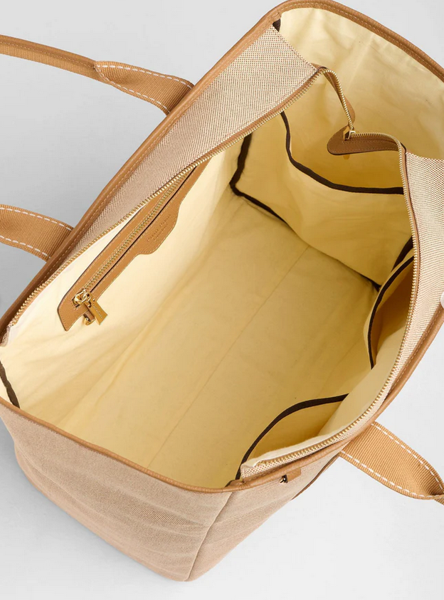 Pom Pom Large Canvas Tote Bag Maple