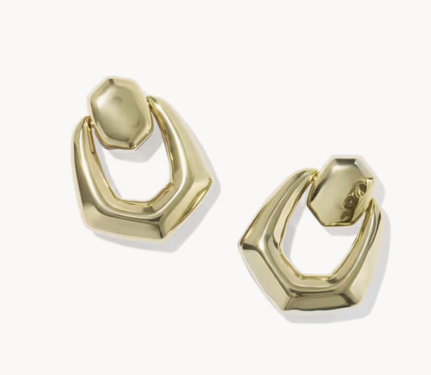 Embry Open Frame Earrings Gold Dark Brown Hawks Eye