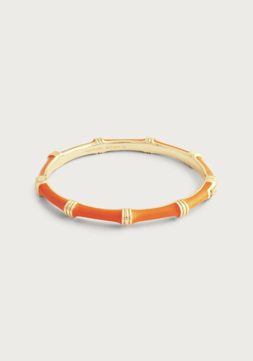 Anabel Aram Bamboo Enameled Hinged Bangle Gold