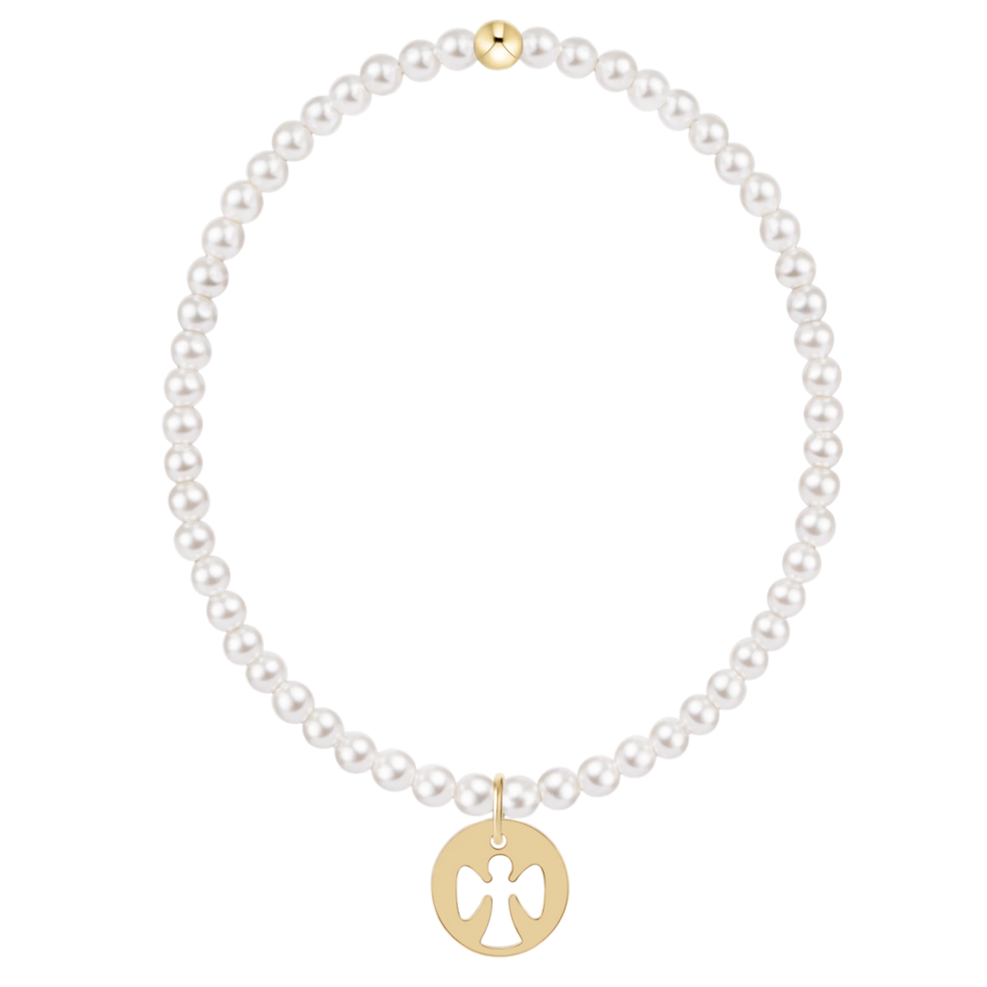 Classic Pearl 3mm Bracelet Guardian Angel Gold Disc