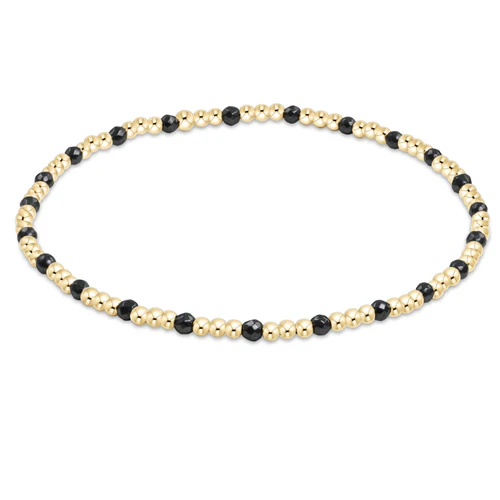 Gemstone Gold Sincerity Pattern 2mm Bead Bracelet- Faceted Hematite