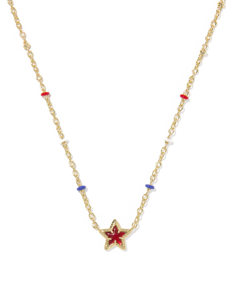 Mini Cassidy Short Pendant Necklace Red Illusion Gold