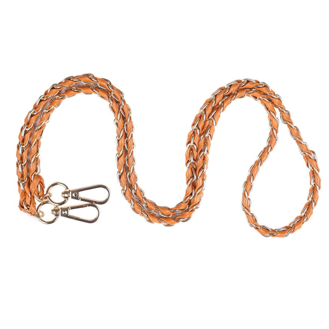 Pom Pom Strap Gold Chain Marmalade Orange Weave