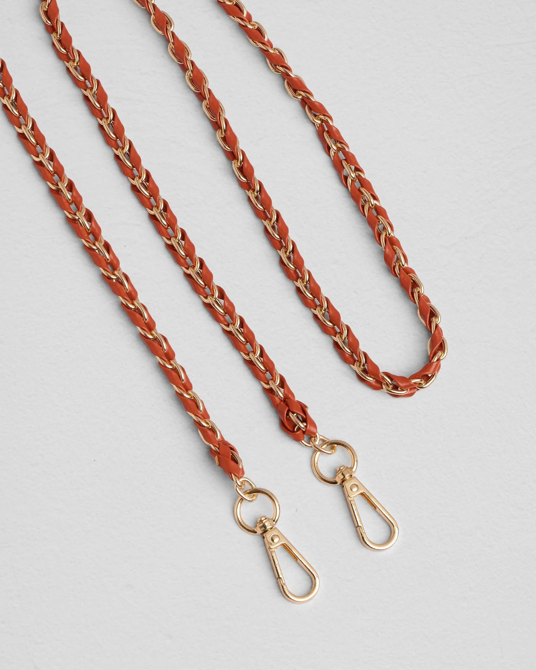 Pom Pom Strap Gold Chain Burnt Orange Weave