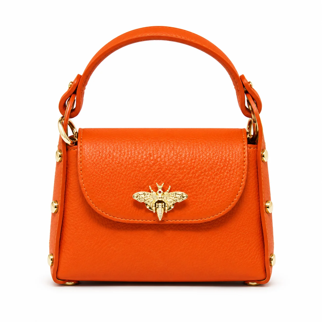 German Fuentes Genuine Italian Leather Bumblebee Mini Bag Orange
