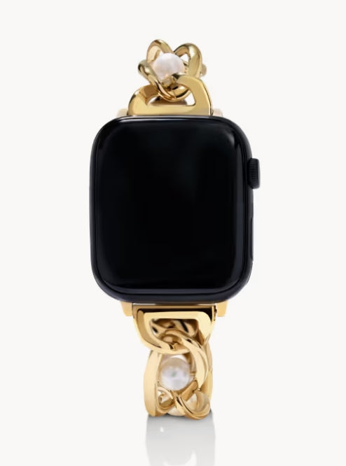 Giselle Watch Band Gold/White Pearl