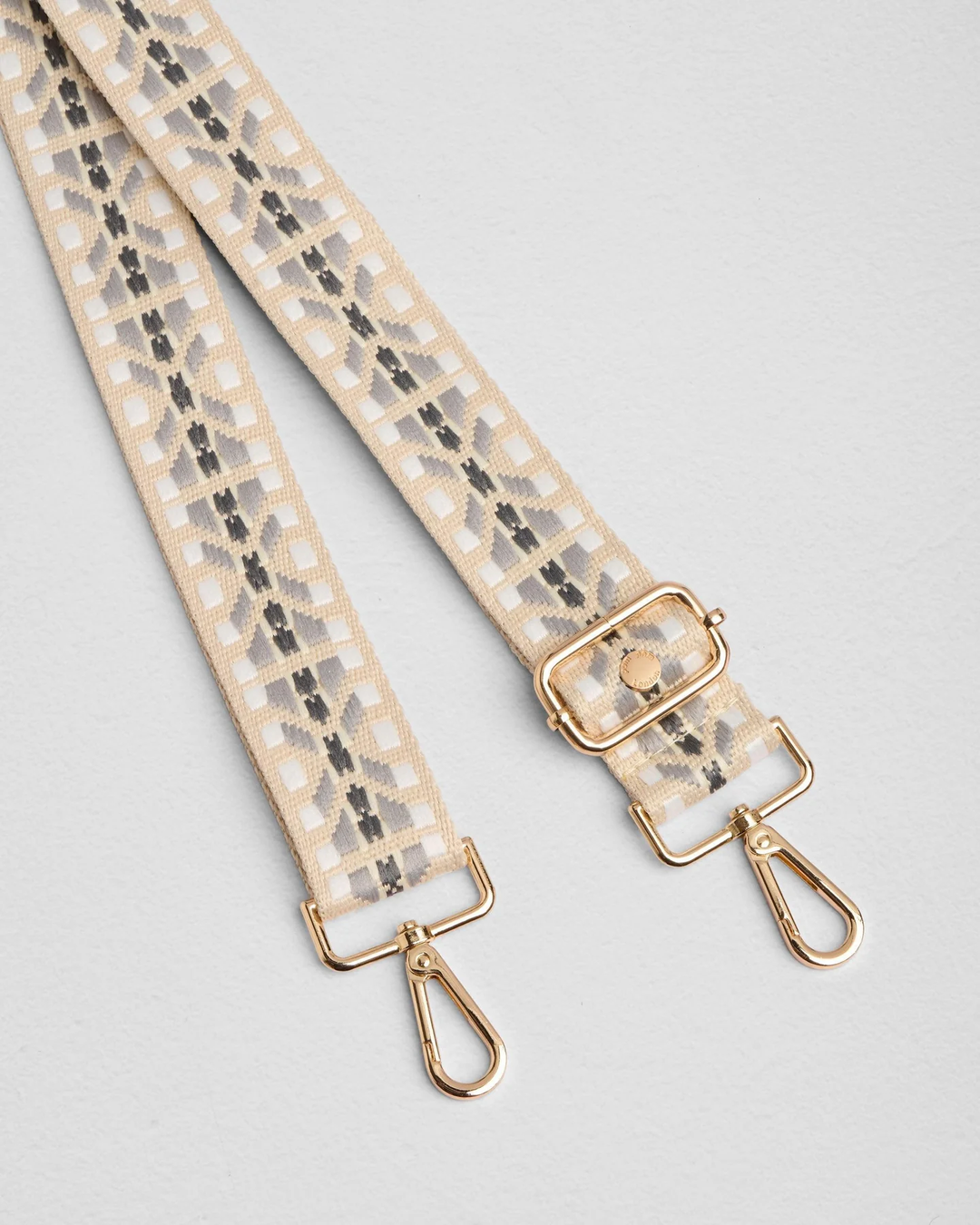 Pom Pom Strap Grey and White Stitched