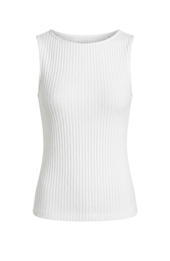 Sleeveless High Boatneck Knit Top - Snow