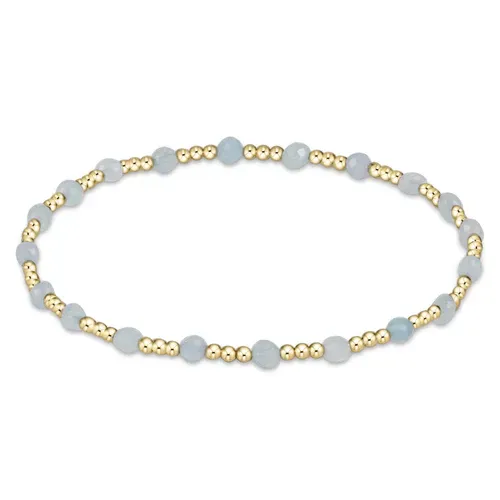 Gemstone Gold Sincerity Pattern 3mm Bead Bracelet Aquamarine