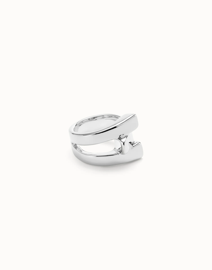 Ser Original Ring with Curved Lines Silver Size 8.5