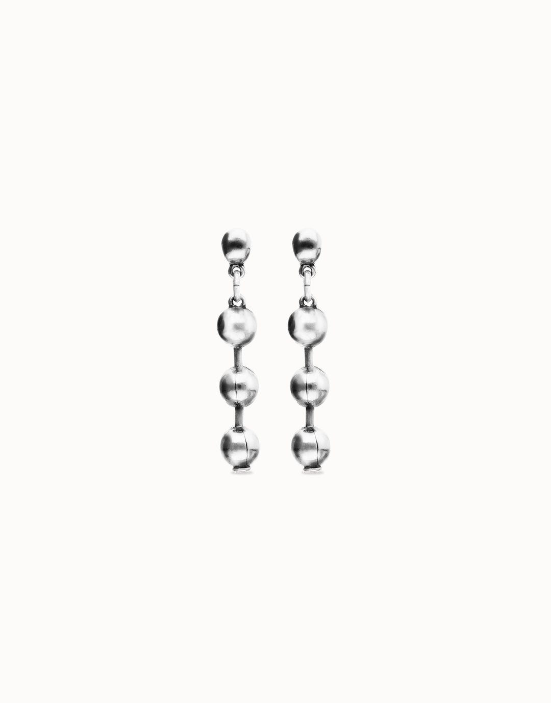 Beat Bead Drop Earrings Silver
