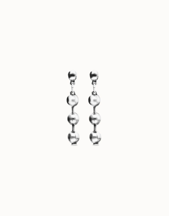 Beat Bead Drop Earrings Silver