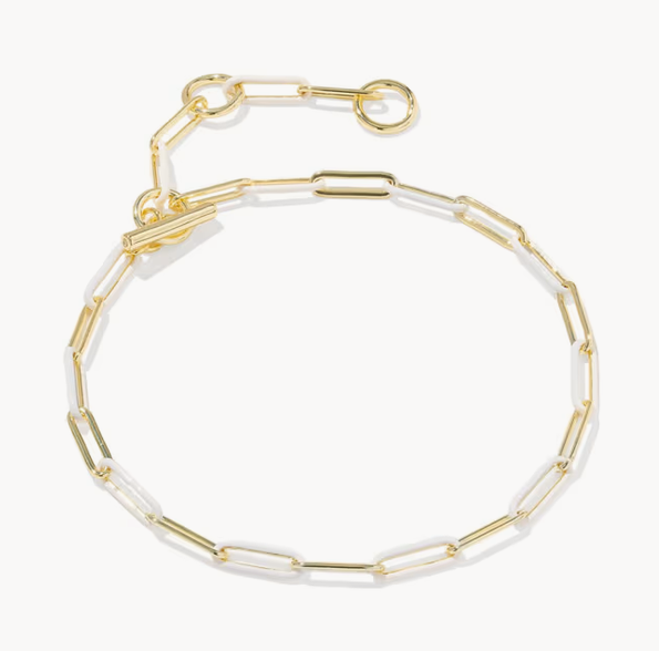 Courtney Enamel Link Necklace Gold White Enamel