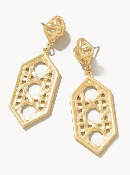 Cane Drop Earrings Gold