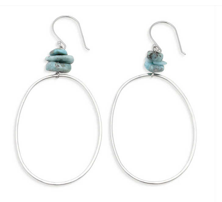 Skyler Hoop Earrings With Stack Stones Silver