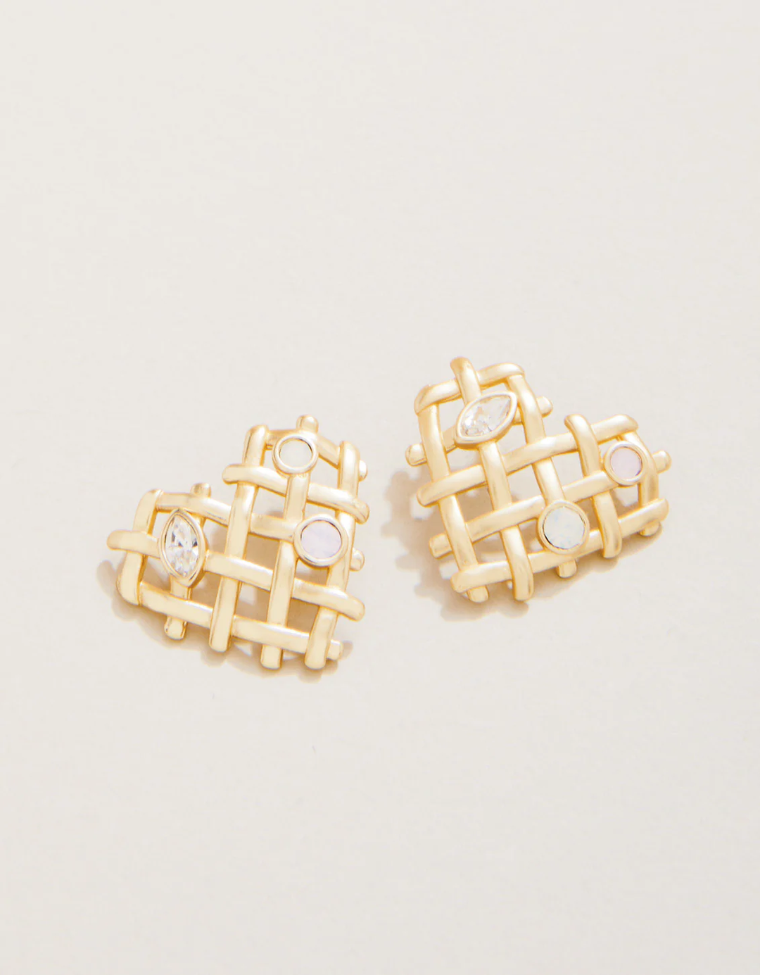 Woven Heart Earrings Crystal
