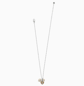 One Heart Pearl  Short Necklace Silver