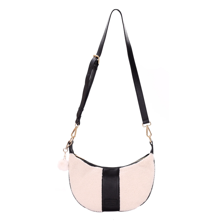 Sutton Sling Faux Fleece & Black Leather