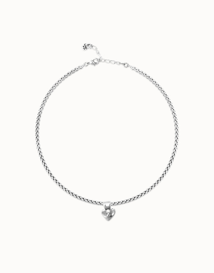 Palpito Beat Short Chain Necklace with Small Heart Silver