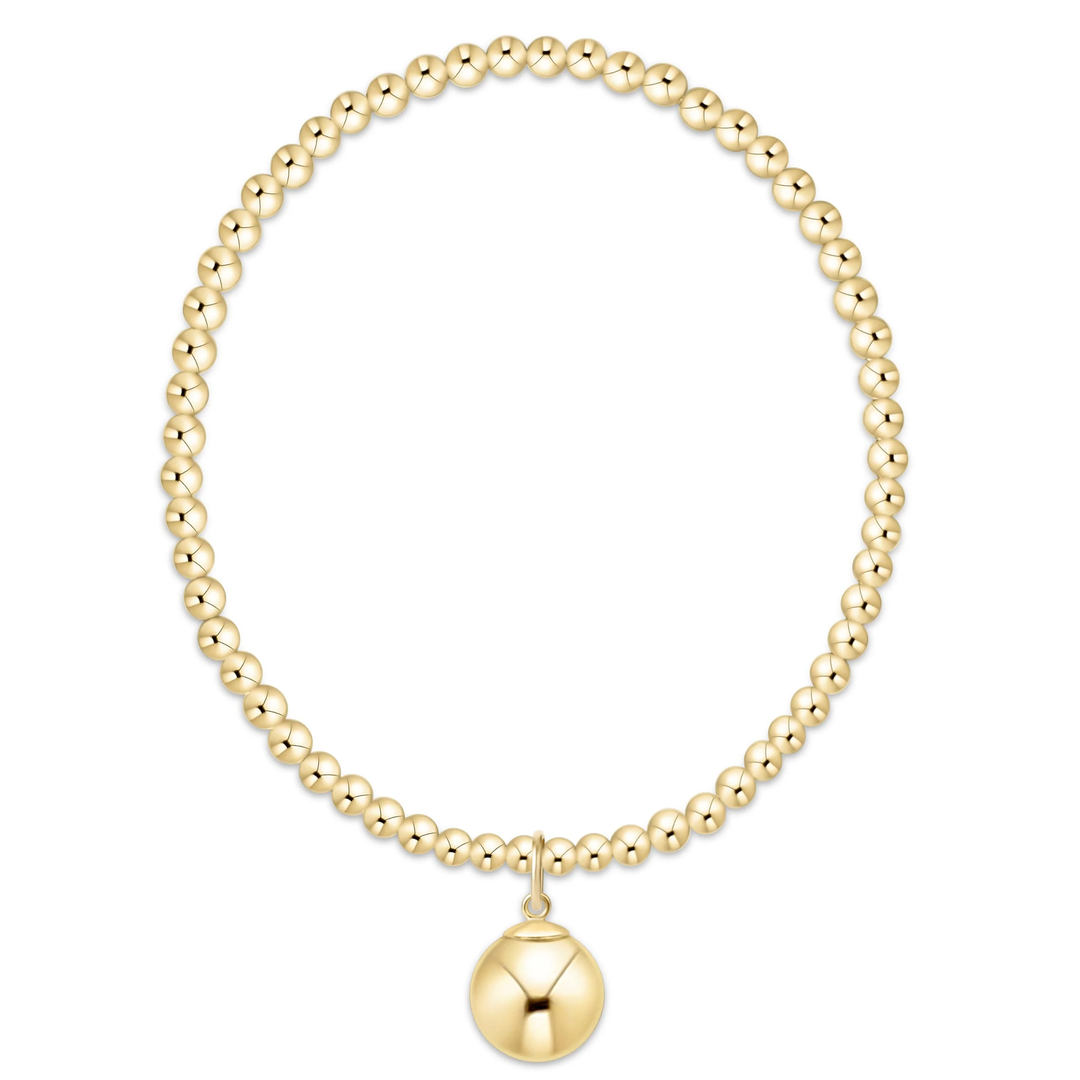 Classic 3mm Bracelet with Classic 10mm Charm Gold