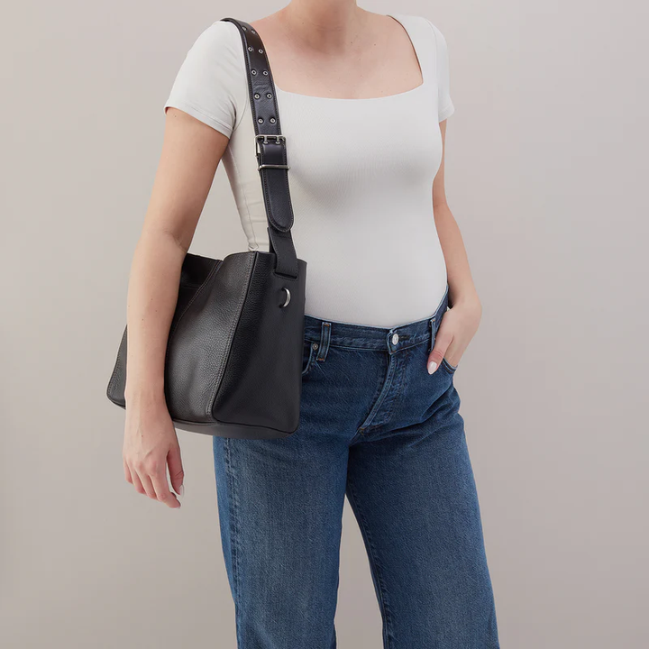 Render Shoulder Bag Black Pebbled Leather