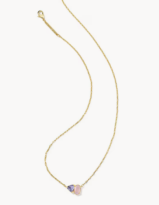Tatum Short Pendant Necklace Purple Mix Gold