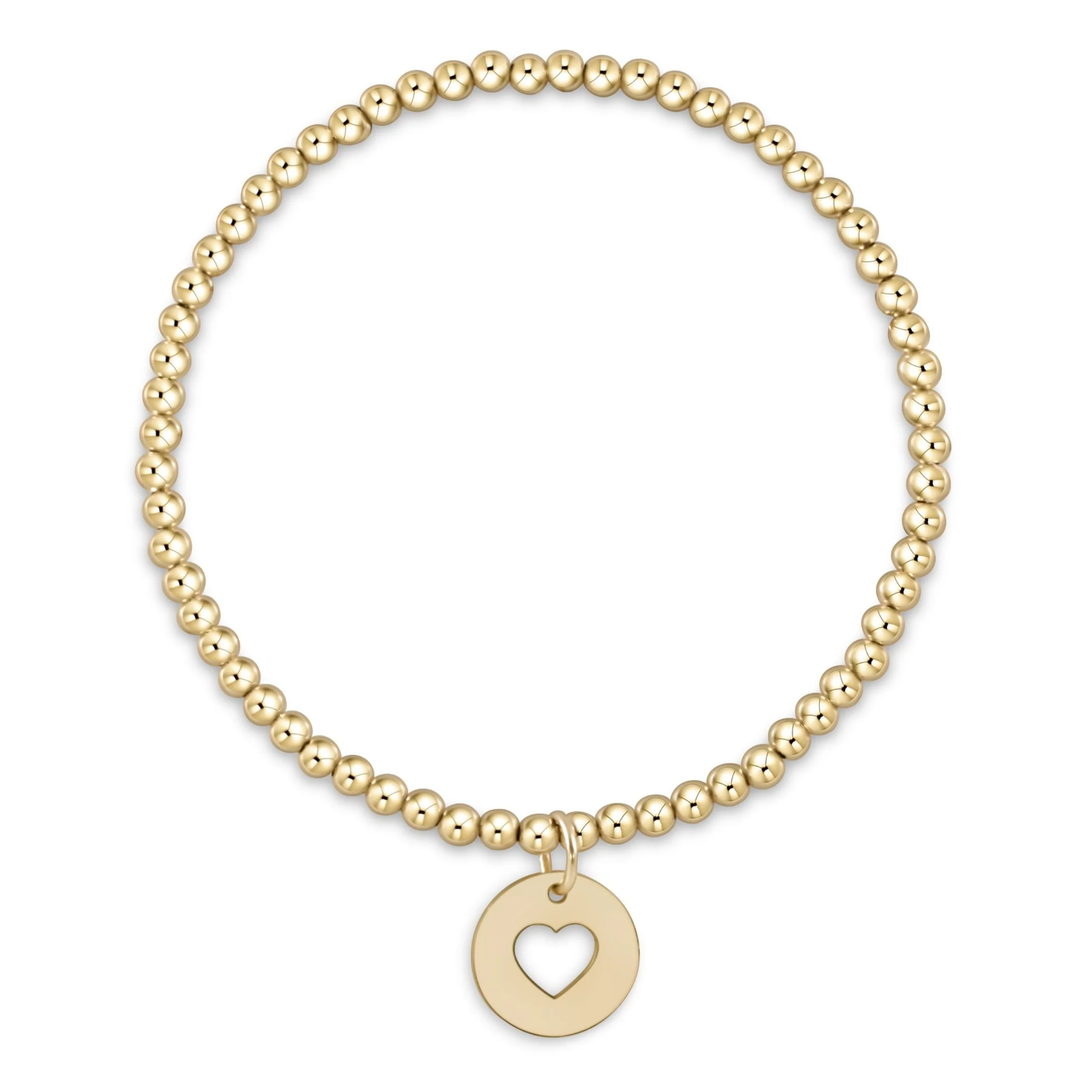 Classic Gold 3mm Bead Bracelet Inspire Love Small Gold Charm