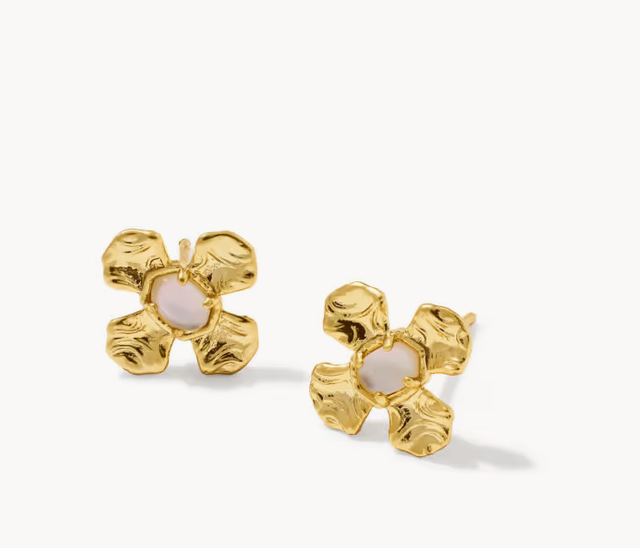 Leanne Stud Earrings Gold Natural MOP