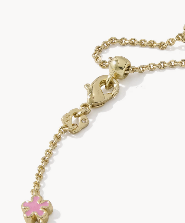 Jane Delicate Chain Bracelet Dark Pink Enamel Gold