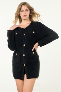 Long Sleeve Midi Cardigan Black