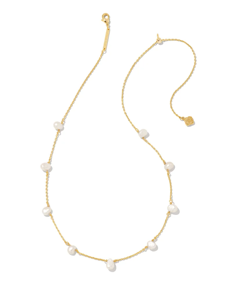 Leighton Pearl Strand Necklace White Pearl Gold