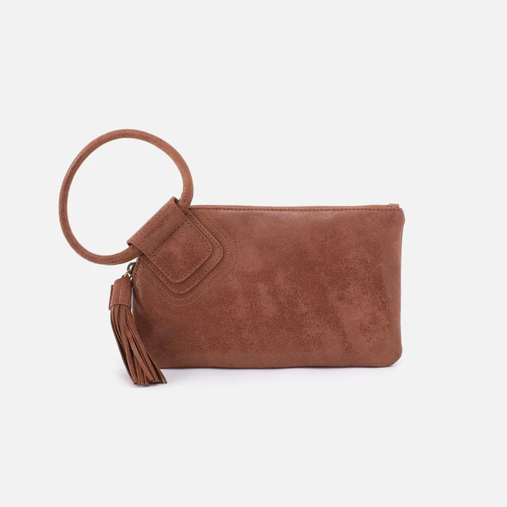 Sable Wristlet Leather Bag Burnished Saddle