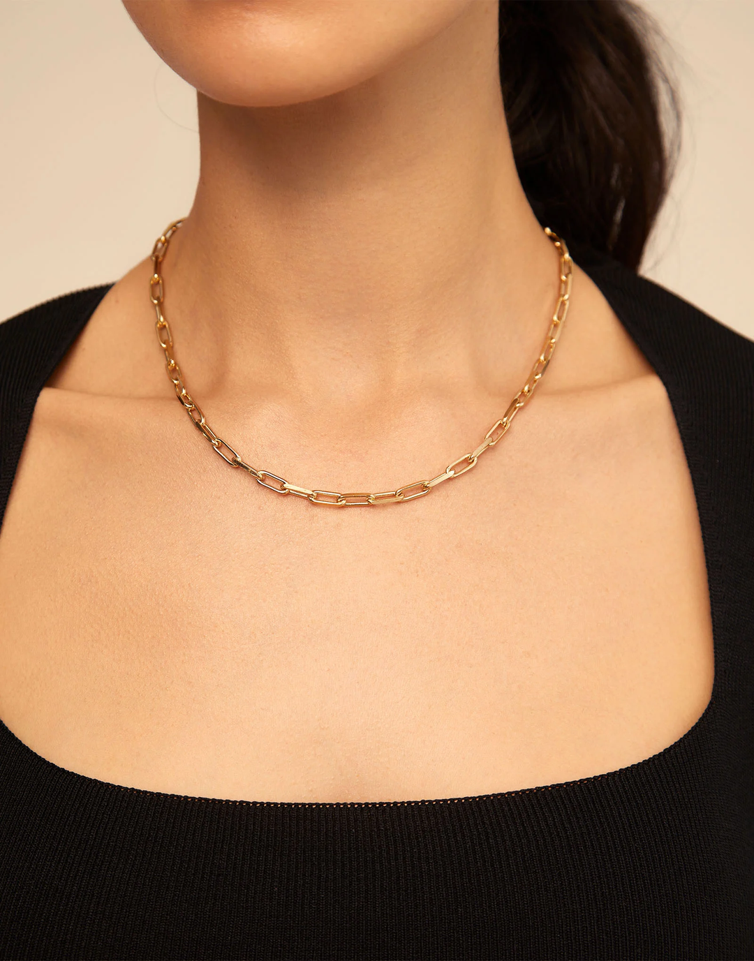 Short Link Chain Charm Necklace Gold