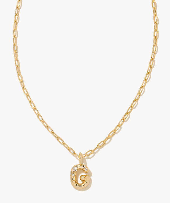 Crystal Gold Metal Pendant Necklace LETTER G