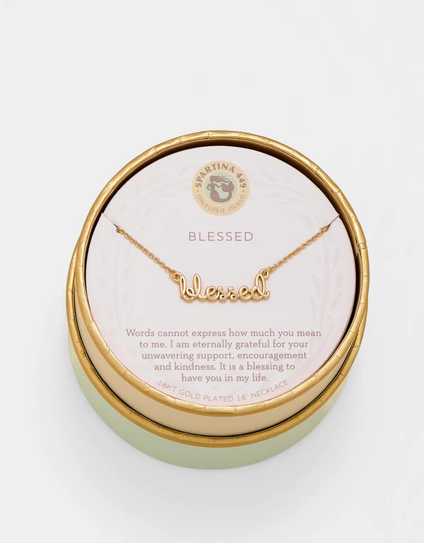 SLV Necklace 18" Blessed/Script Gold