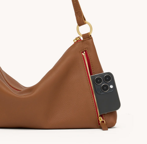Kyle Medium Bag Mahogany Pebble/Brushed Gold Red Zip