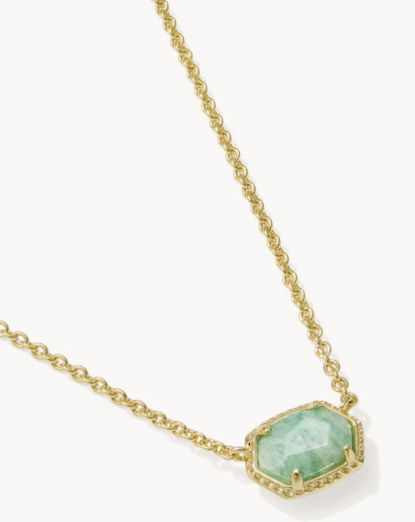 Daphne Frame Pendant Necklace Teal Amazonite Gold