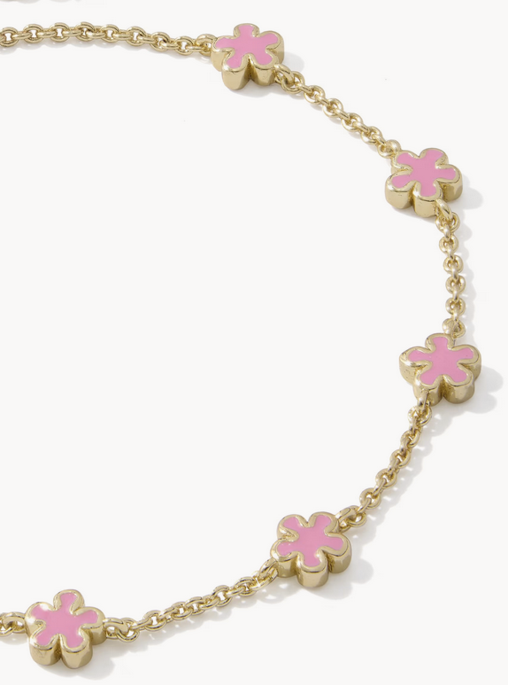 Jane Delicate Chain Bracelet Dark Pink Enamel Gold