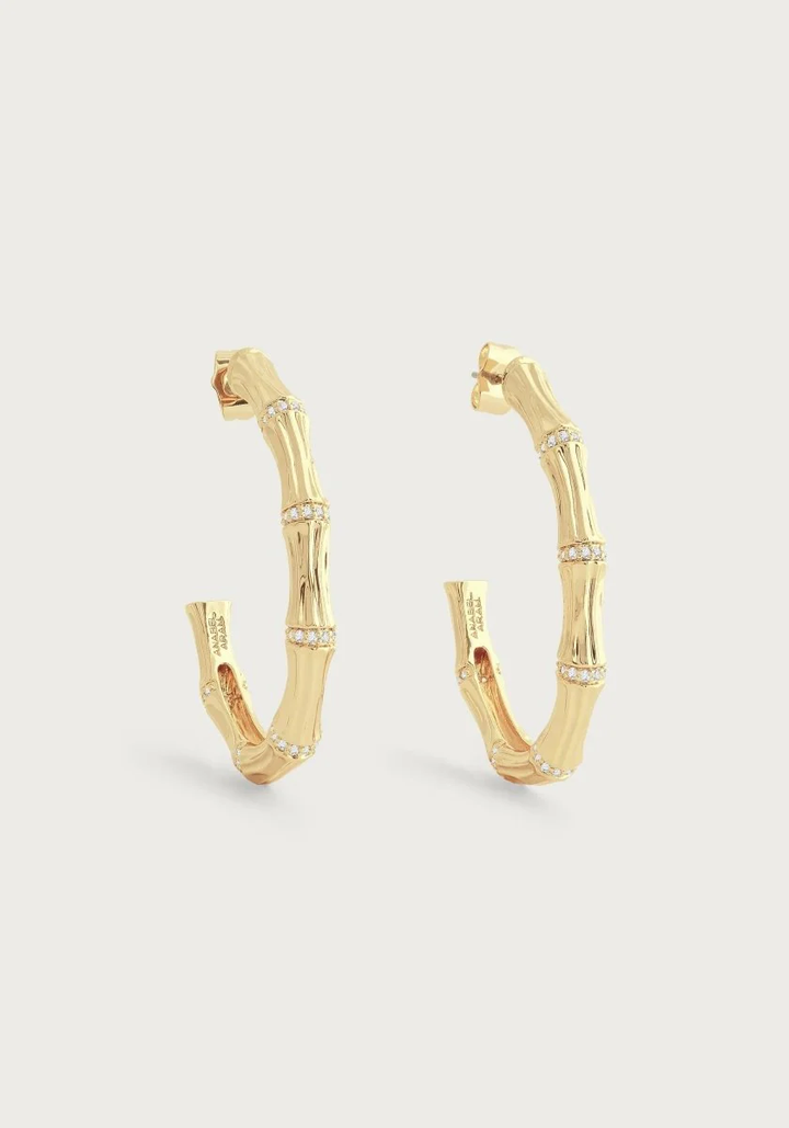 Anabel Aram Bamboo Single Hoop Earrings Gold
