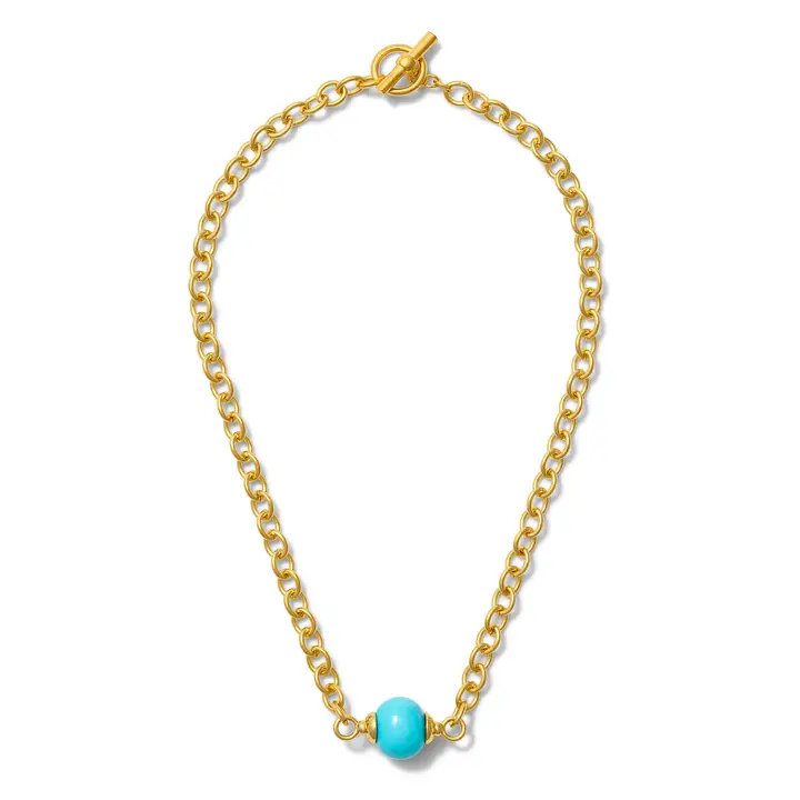 Turquoise Essential Pebble Necklace Gold 17"