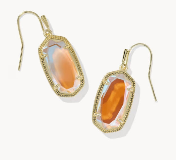 Dani Drop Earrings Dichroic Glass Gold