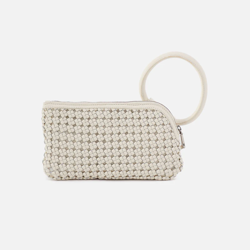Sable Wristlet in Woven Leather Whitecap