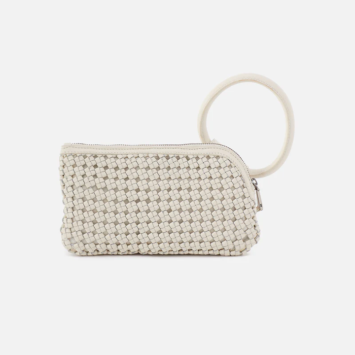 Sable Wristlet in Woven Leather Whitecap