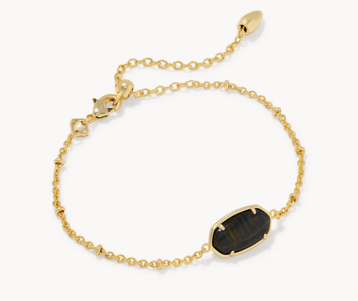 Elaina Tiger Stripe Bracelet Gold Dark Brown Hawks Eye Adjustable