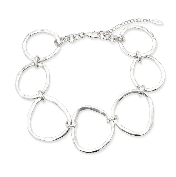 Joyce Hammered Silver Circle Link Necklace
