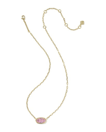 Elisa Luxe Pendant Necklace Light Pink CZ Gold